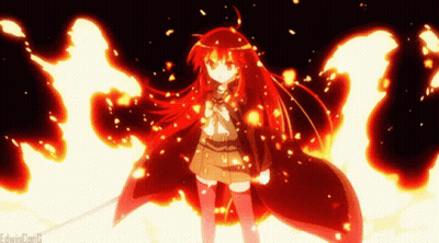 A Girl With Red Hair Is Surrounded By Flames And Edwinconq Is Written On The Bottom Right GIF