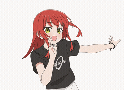A Girl With Red Hair Is Wearing A Black T-Shirt That Says ' Band ' On It GIF