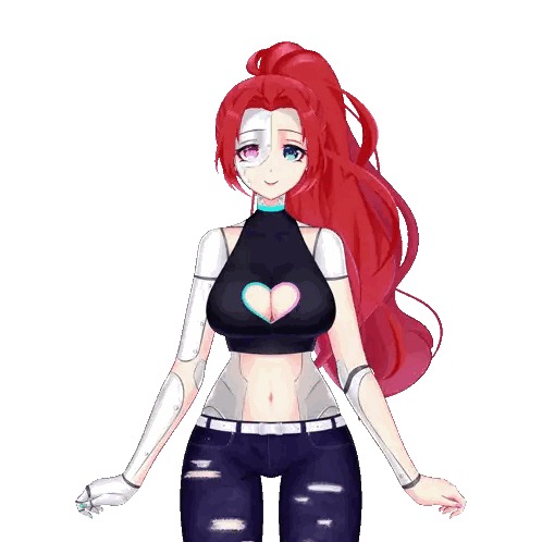 A Girl With Red Hair Is Wearing A Heart Shaped Shirt Sticker