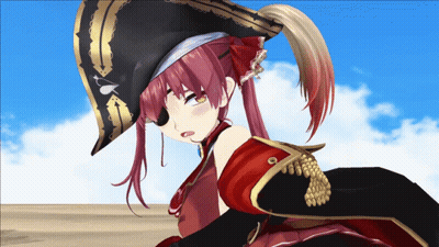 A Girl With Red Hair Is Wearing A Pirate Hat And Eye Patch GIF