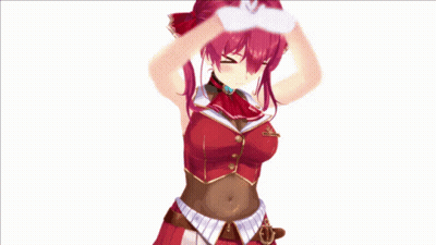 A Girl With Red Hair Is Wearing A Red Vest And Skirt GIF