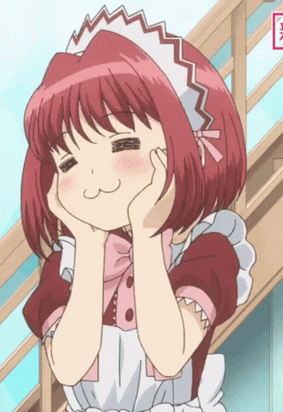 A Girl With Red Hair Wearing A Maid Outfit GIF