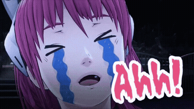 A Girl With Tears Running Down Her Face And The Word Aww On The Bottom Right GIF