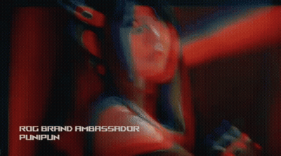 A Girl With The Name Rog Brand Ambassador Punipun On Her Chest GIF