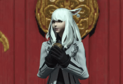 A Girl With White Hair And A Cat Ear GIF