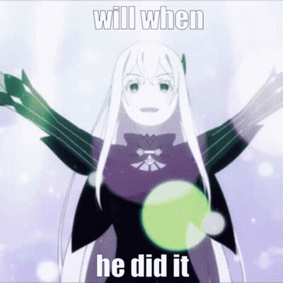 A Girl With White Hair And A Purple Dress Is Holding A Green Object And Says `` Will When He Did It '' GIF