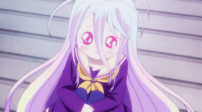 A Girl With White Hair And A Purple Outfit Has A Skull On Her Face GIF