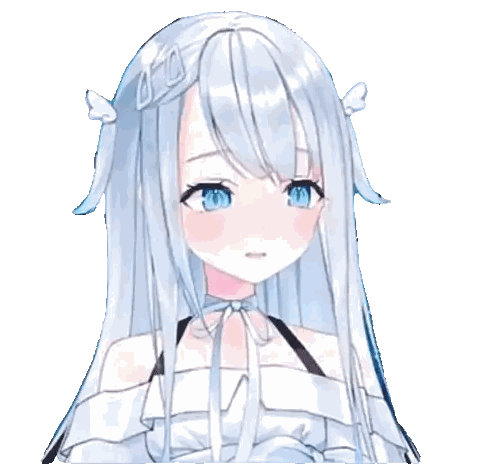 A Girl With White Hair And Blue Eyes Has A Bow Around Her Neck Sticker