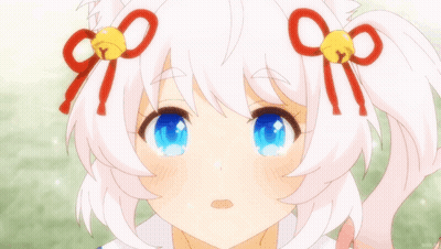 A Girl With White Hair And Blue Eyes Has Bells On Her Head GIF