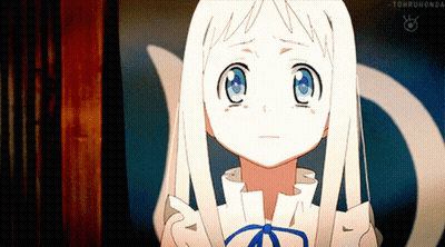 A Girl With White Hair And Blue Eyes Is Looking At The Camera With A Watermark That Says Tohruhonda GIF