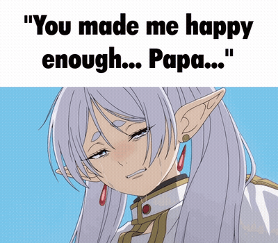 A Girl With White Hair And Ears Is Crying And Says " You Made Me Happy Enough Papa " GIF