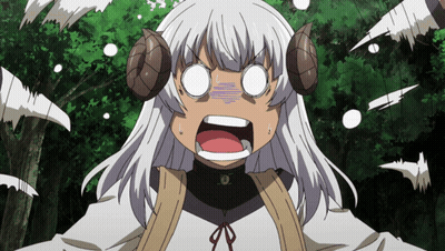 A Girl With White Hair And Horns Is Making A Surprised Face GIF