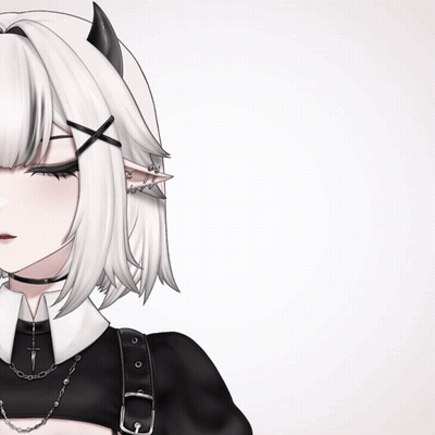 A Girl With White Hair And Horns Is Wearing A Choker GIF