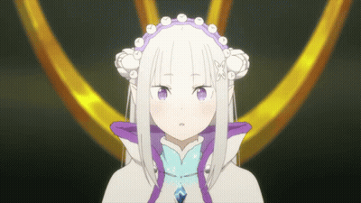A Girl With White Hair And Purple Eyes Is Wearing A Necklace GIF
