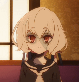 A Girl With White Hair And Red Eyes Is Wearing A School Uniform GIF