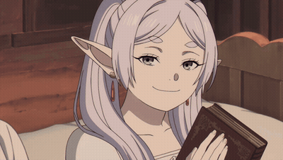 A Girl With White Hair Is Holding A Book GIF