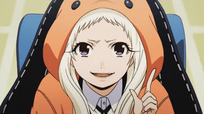 A Girl With White Hair Is Wearing An Orange Hoodie With A Face On It GIF
