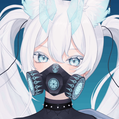 A Girl With White Hair Wearing A Gas Mask GIF