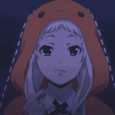 A Girl With White Hair Wearing An Orange Hoodie GIF