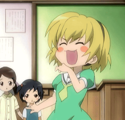 A Girl With Yellow Hair Is Making A Funny Face With Her Mouth Open GIF