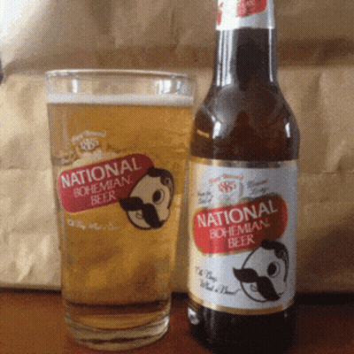 A Glass And Bottle Of National Bohemian Beer GIF