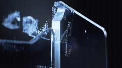 A Glass Block With A Few Pieces Of Ice On It GIF