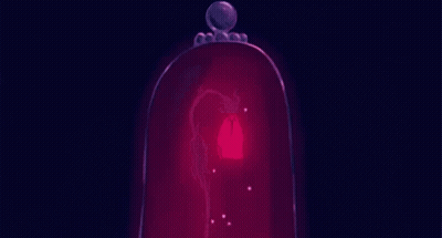 A Glass Dome With A Red Light Inside Of It GIF
