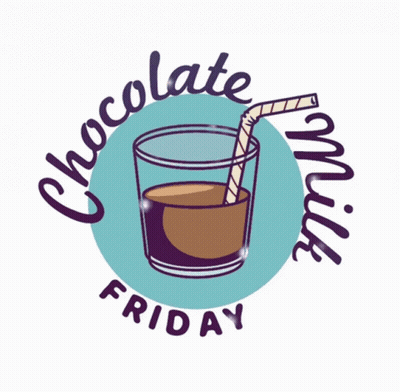 A Glass Of Chocolate Milk With A Straw And The Words Chocolate Milk Friday GIF
