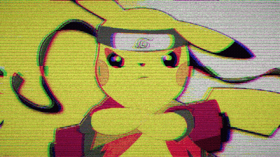 A Glitch Effect Of A Cartoon Character With A Naruto Headband On GIF