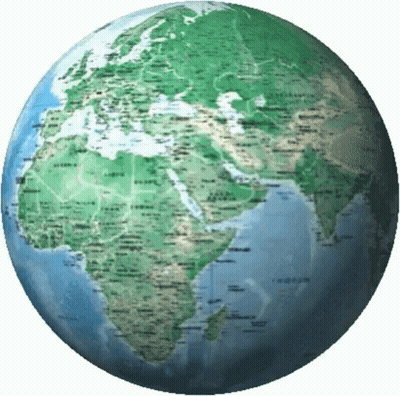 A Globe With A Map Of The World Showing The Middle East GIF
