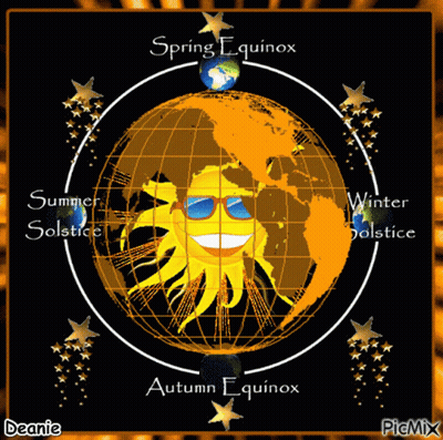 A Globe With A Smiling Sun And The Words Spring Equinox GIF