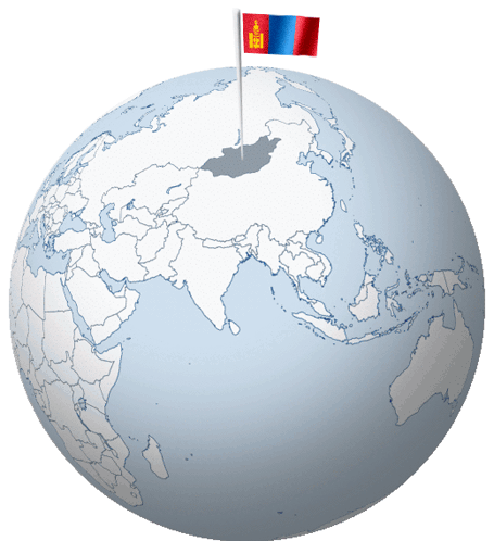 A Globe With Mongolia Pinned On It And A Flag GIF