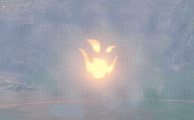 A Glowing Object With A Face Carved Into It Is Surrounded By Fog GIF