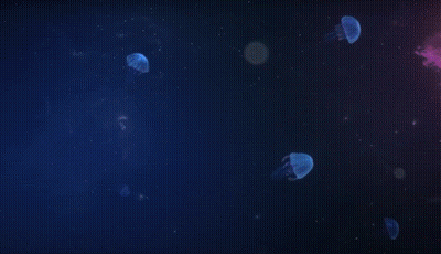 A Glowing Pink Lotus Flower Is Floating On Top Of A Body Of Water . GIF