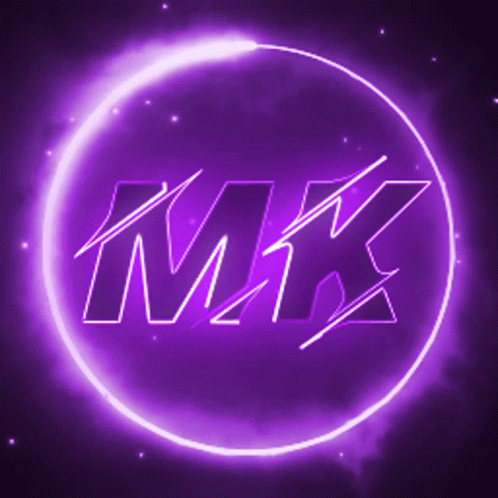 A Glowing Purple Circle With The Word Mk Inside Of It GIF