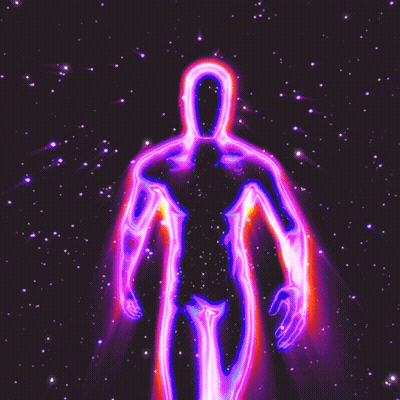 A Glowing Silhouette Of A Man With A Hood In The Dark GIF