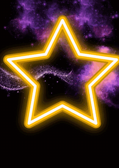 A Glowing Yellow Star With A Purple Galaxy In The Background GIF