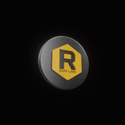 A Gold And Silver Coin With Raff Labs On It GIF