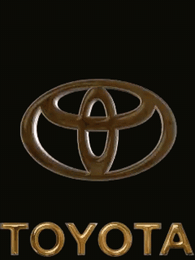A Gold And Silver Toyota Logo With The Word Toyota Below It GIF