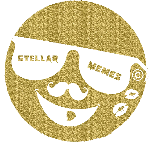 A Gold Circle With A Smiley Face And The Words Stellar Memes Written On It Sticker