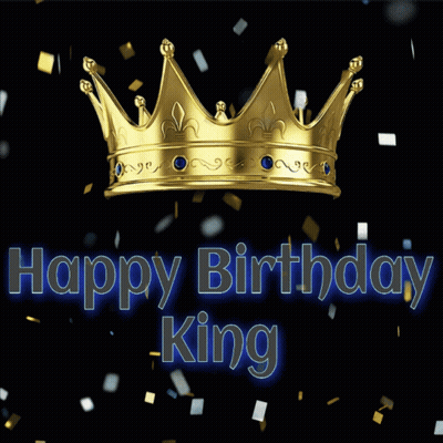 A Gold Crown With The Words Happy Birthday King Written Below It GIF