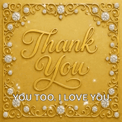 A Gold Thank You Card With Diamonds In The Corner GIF