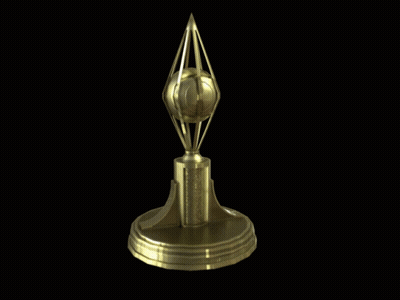 A Gold Trophy With A Sphere In The Middle Of It GIF