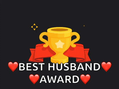 A Gold Trophy With A Star On It And The Words Best Husband Award GIF