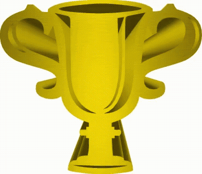 A Gold Trophy With The Letter I On The Bottom GIF