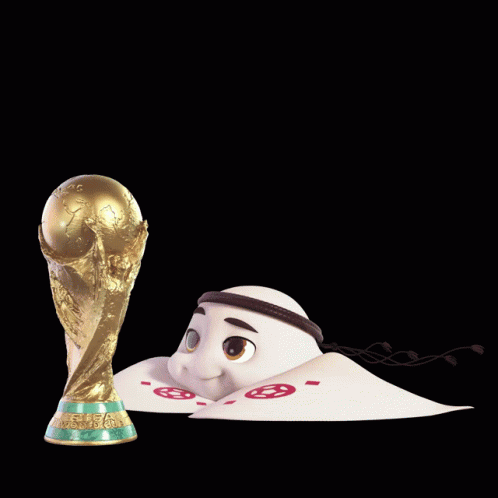 A Gold Trophy With The Word World Cup On It GIF