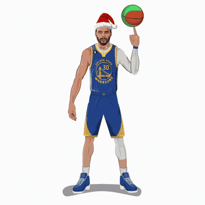 A Golden State Warriors Basketball Player Wearing A Santa Hat GIF