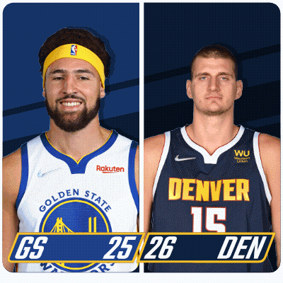 A Golden State Warriors Player And A Denver Nuggets Player Are Shown GIF
