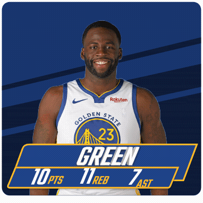 A Golden State Warriors Player Named Green Has 10 Points And 11 Rebounds GIF