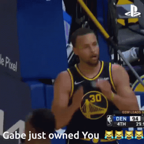 A Golden State Warriors Player Says Gabe Just Owned You During A Game GIF
